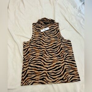 J Crew Tissue mockneck tank top in zebra stripe Size M